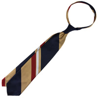 Japanese Repp Stripe Silk Tie - Navy / Beige / Red / White