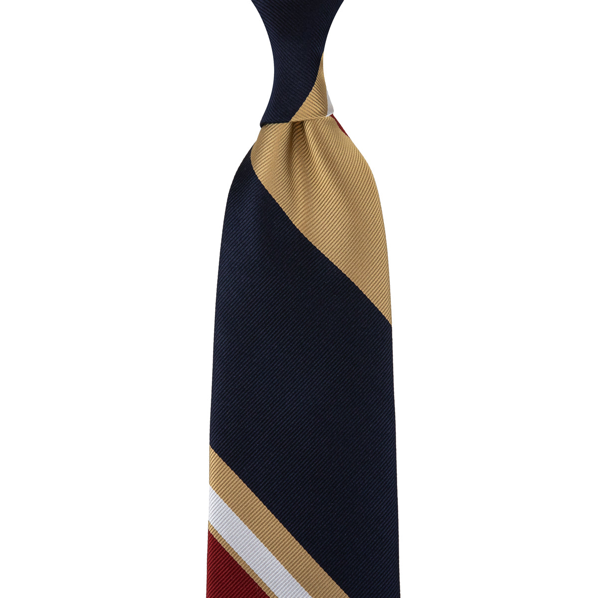 Japanese Repp Stripe Silk Tie - Navy / Beige / Red / White