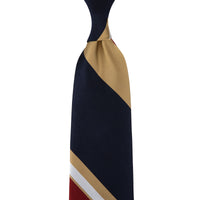 Japanese Repp Stripe Silk Tie - Navy / Beige / Red / White