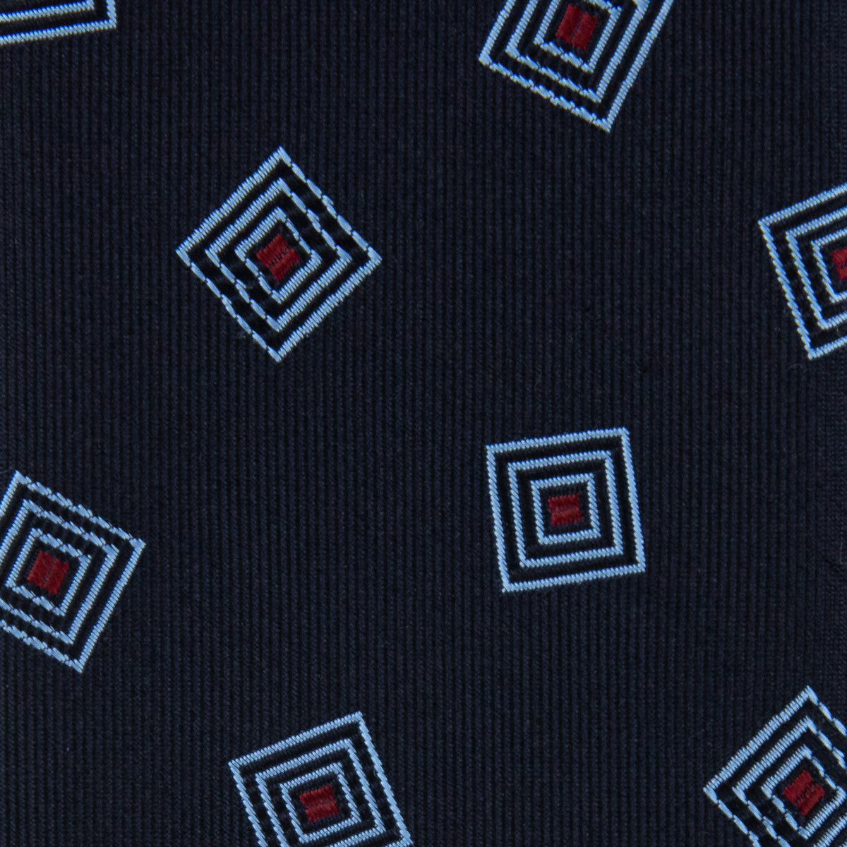 Geometrical Japanese Jacquard Silk Tie - Navy - Hand-Rolled