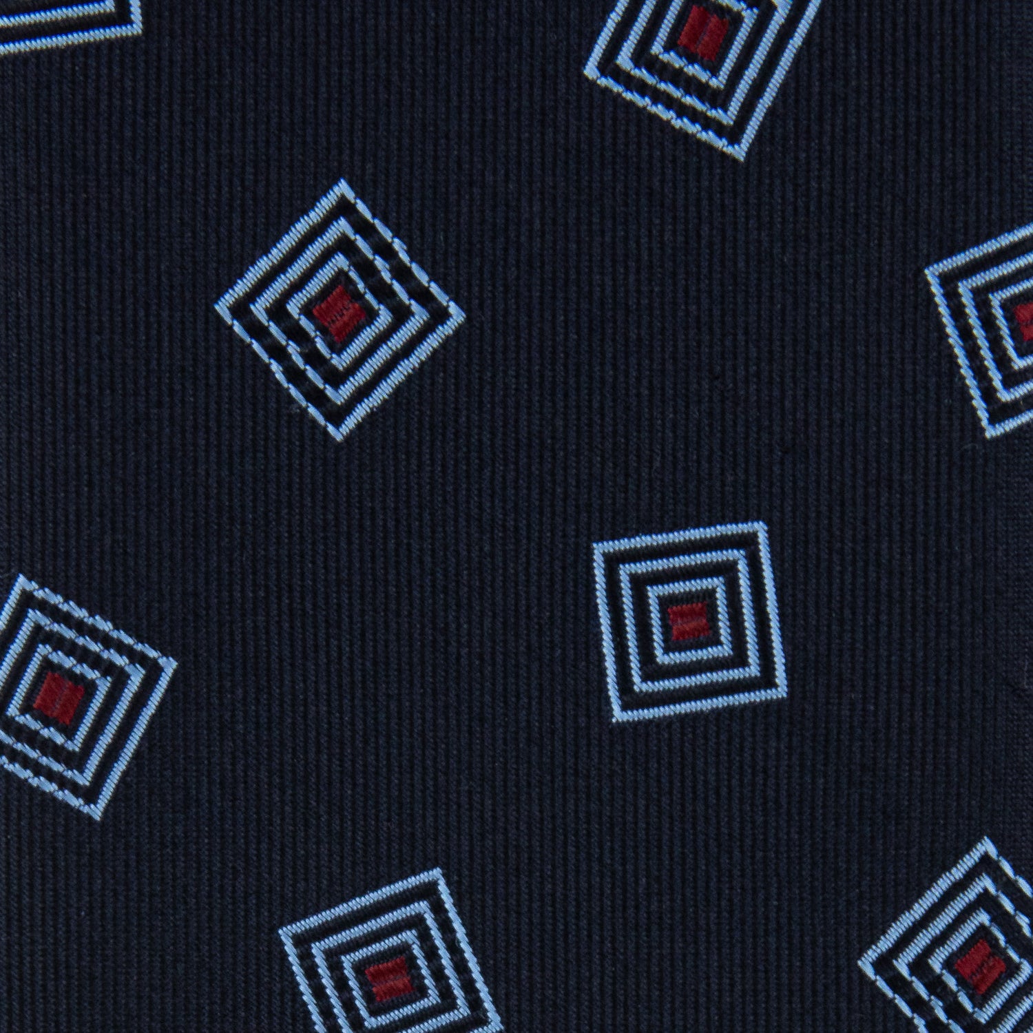 Geometrical Japanese Jacquard Silk Tie - Navy - Hand-Rolled