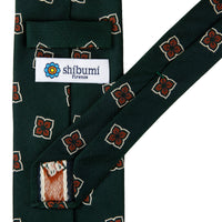 Floral Japanese Jacquard Silk Tie - Bottle Green - Hand-Rolled