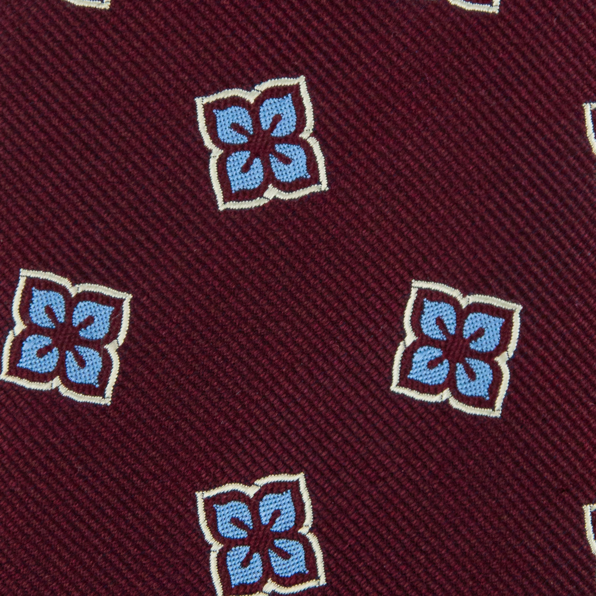 Floral Japanese Jacquard Silk Tie - Burgundy - Hand-Rolled