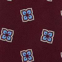 Floral Japanese Jacquard Silk Tie - Burgundy - Hand-Rolled