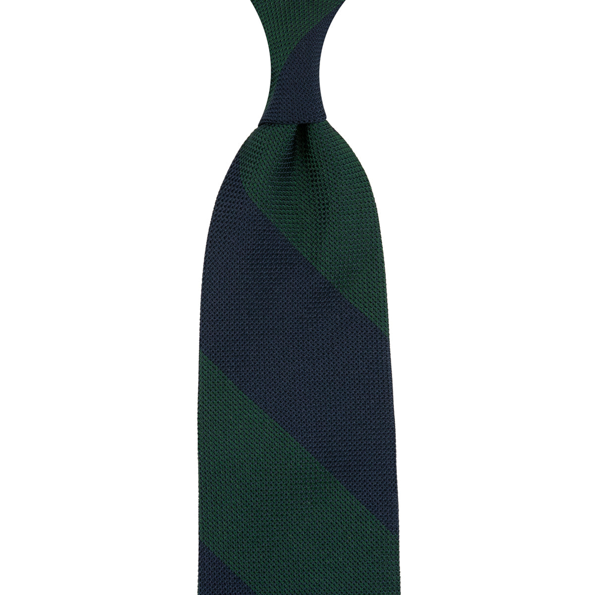 Block Stripe Grenadine / Garza Fina Silk Tie - Navy / Forest Green