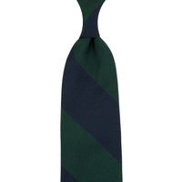 Block Stripe Grenadine / Garza Fina Silk Tie - Navy / Forest Green