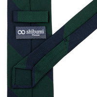 Block Stripe Grenadine / Garza Fina Silk Tie - Navy / Forest Green
